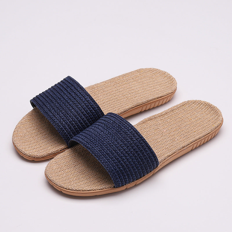 Solid color linen slippers non-slip sandals and slippers