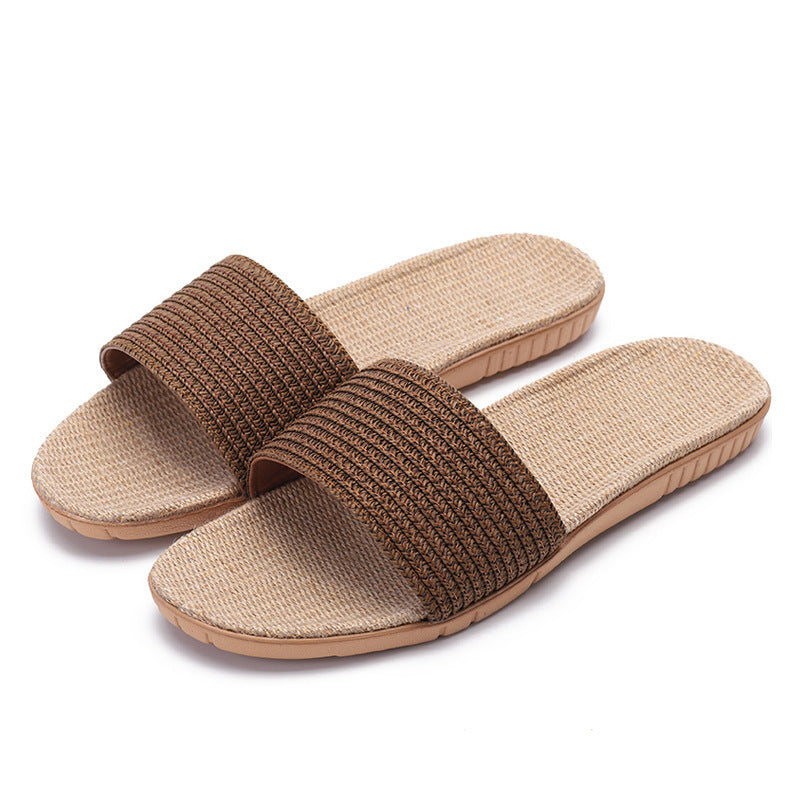 Solid color linen slippers non-slip sandals and slippers