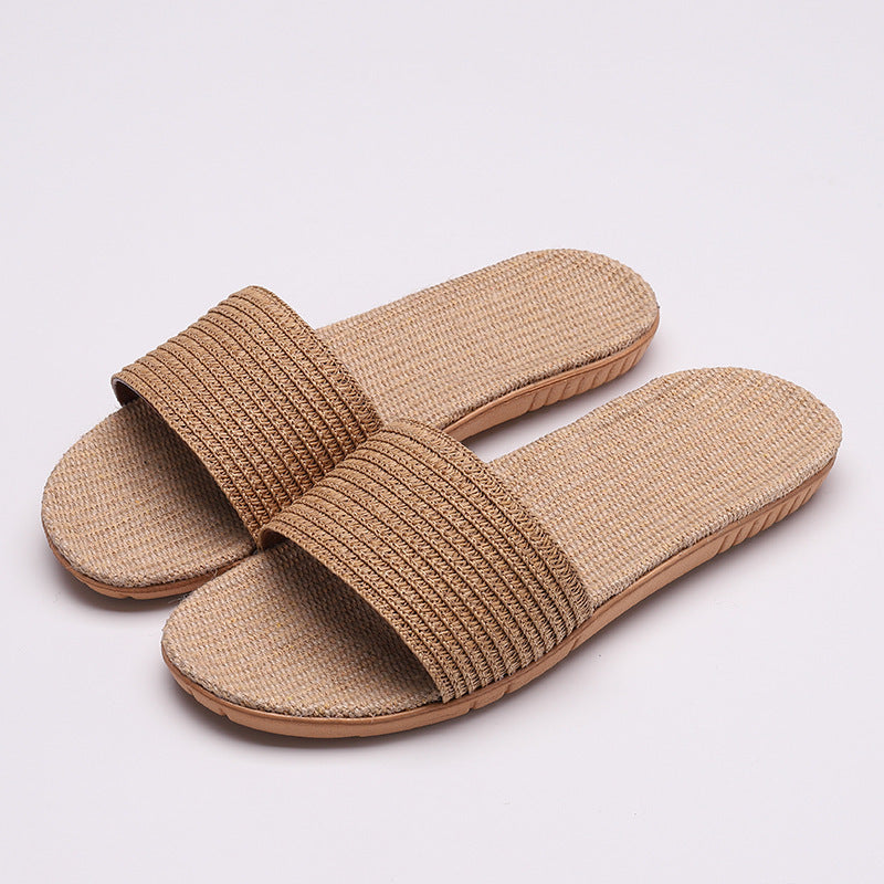 Solid color linen slippers non-slip sandals and slippers