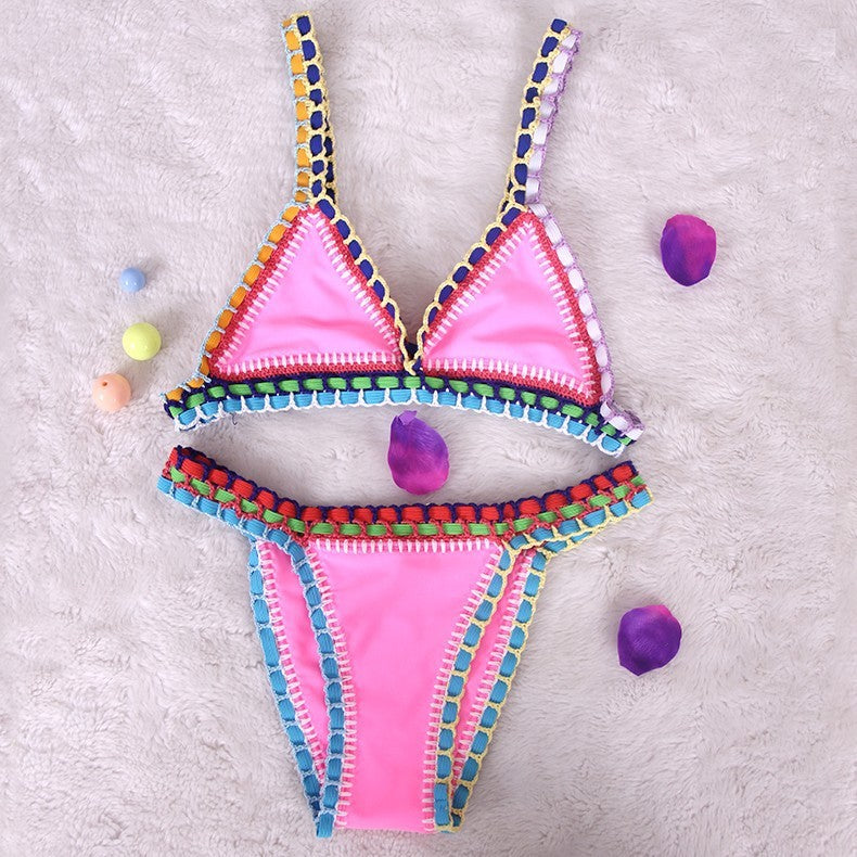 Hand Knitted And Colorful Fashionable Bikini With Straps