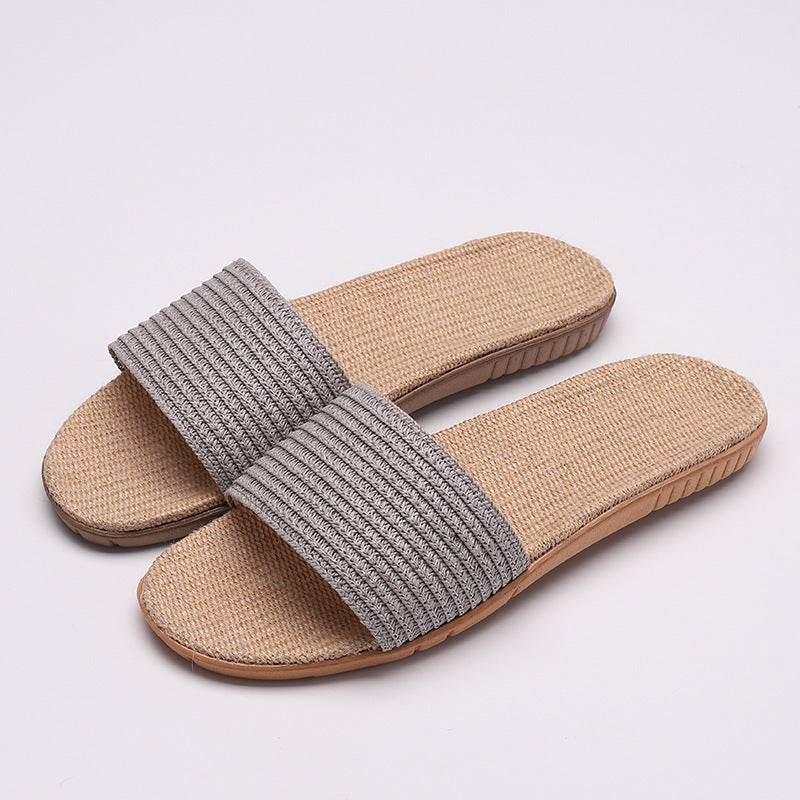 Solid color linen slippers non-slip sandals and slippers