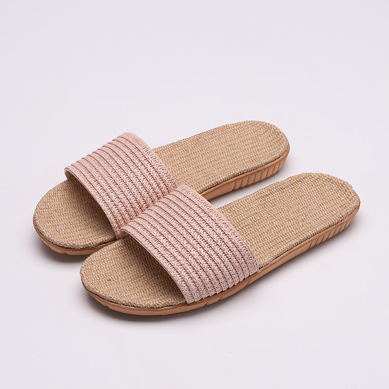 Solid color linen slippers non-slip sandals and slippers