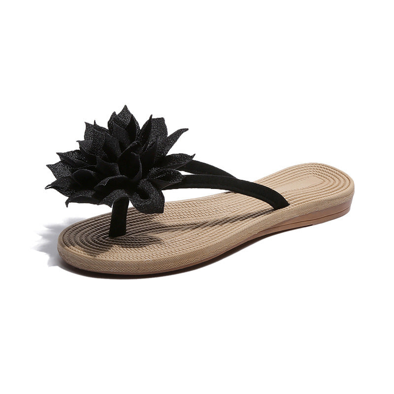 Roman Style Sandals And Slippers Female Flowers Flip Flops Flat-heel Beach Shoes