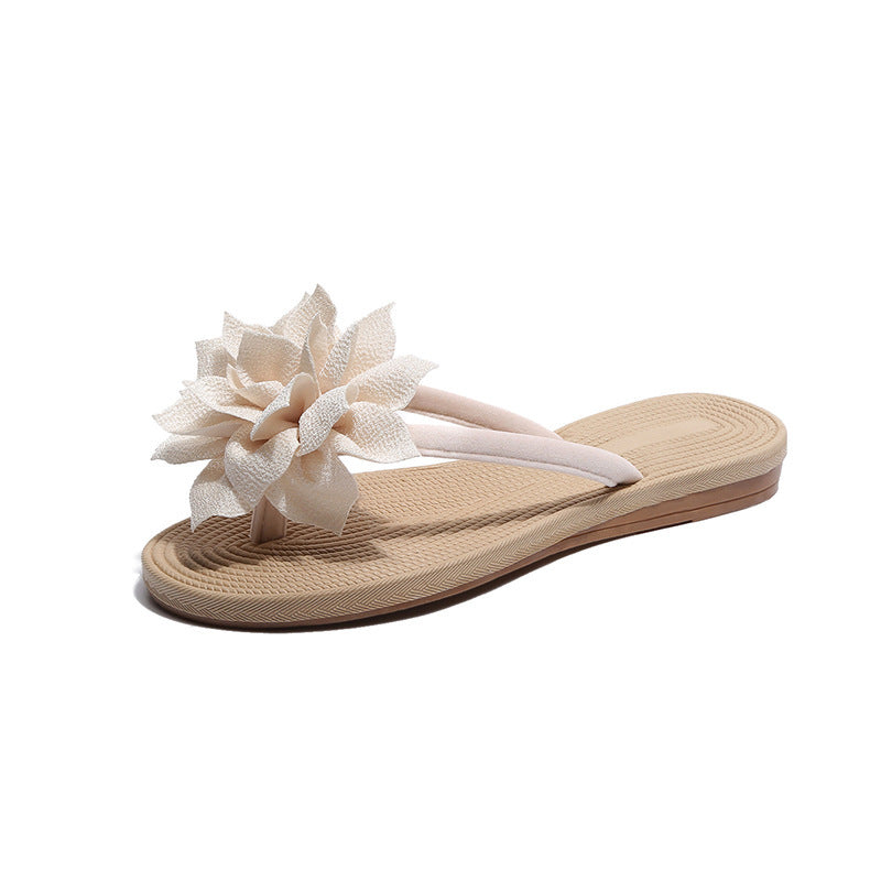 Roman Style Sandals And Slippers Female Flowers Flip Flops Flat-heel Beach Shoes