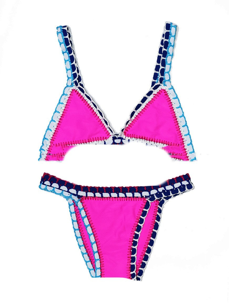 Hand Knitted And Colorful Fashionable Bikini With Straps