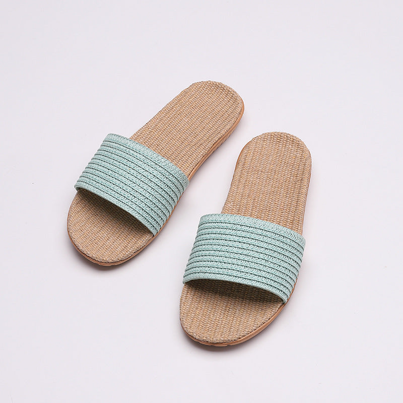 Solid color linen slippers non-slip sandals and slippers