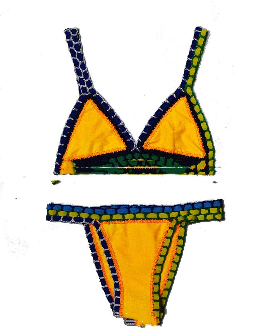 Hand Knitted And Colorful Fashionable Bikini With Straps