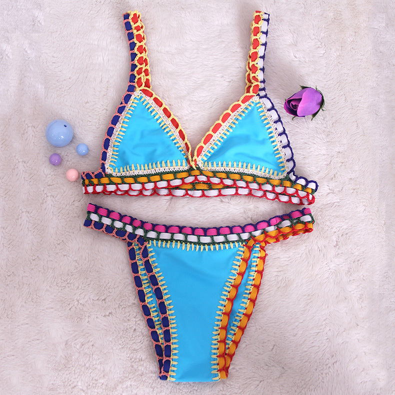 Hand Knitted And Colorful Fashionable Bikini With Straps