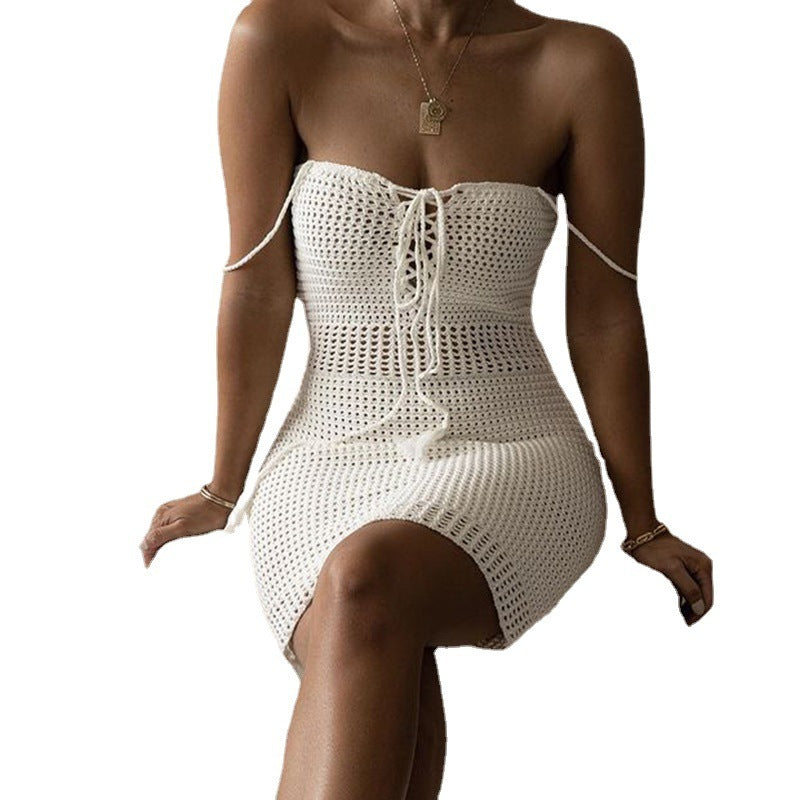 Hollow Chest Wrap Skinny Sheath Women's Dress