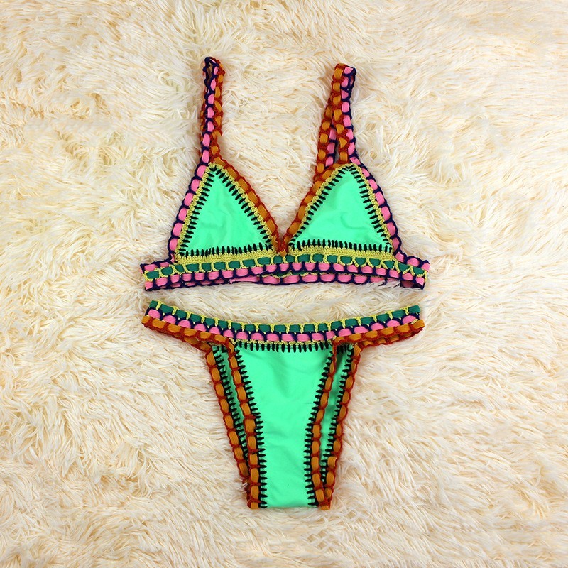 Hand Knitted And Colorful Fashionable Bikini With Straps