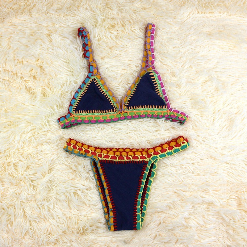 Hand Knitted And Colorful Fashionable Bikini With Straps
